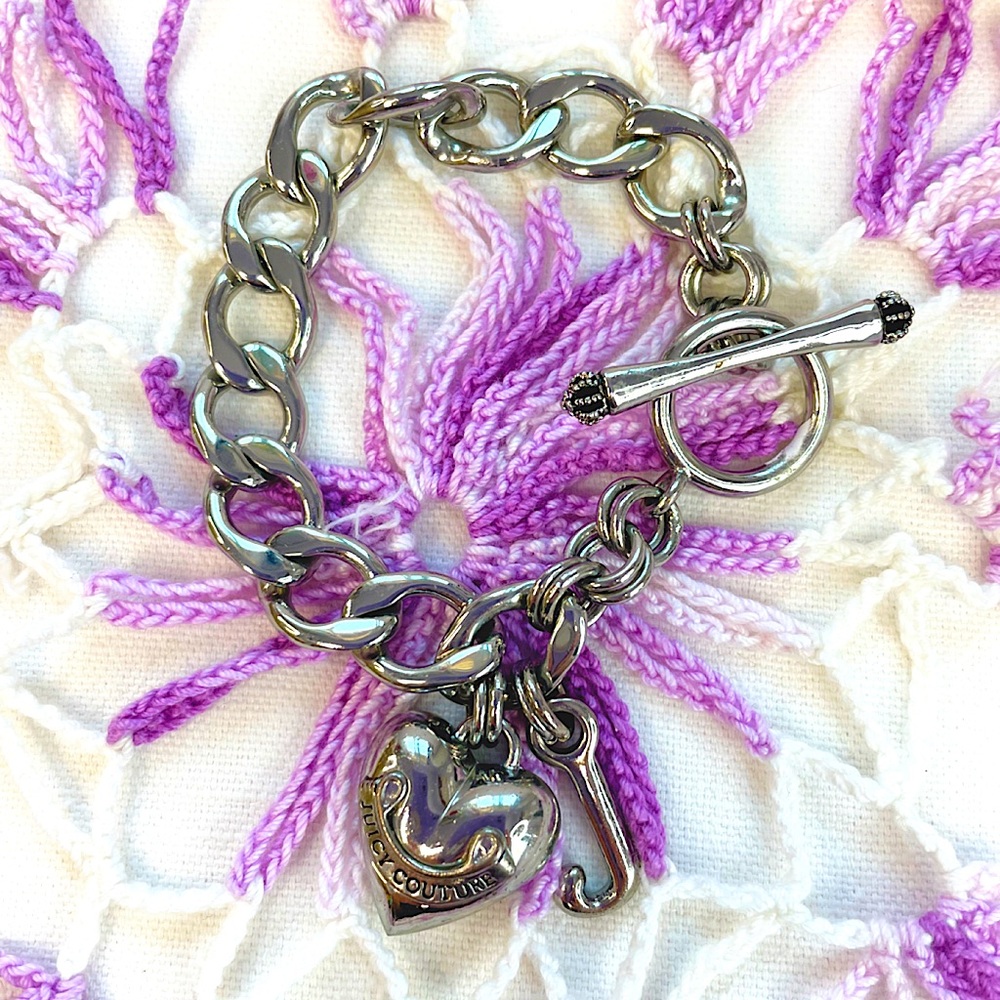 Juicy Couture Silver Heart Charm Bracelet